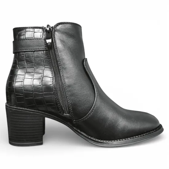 Botín Mujer Negro Taco Medio Croco Hebilla Bonny Franco - Imagen 10