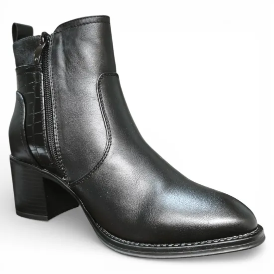 Botín Mujer Negro Taco Medio Croco Lateral Bonny Franco - Imagen 5