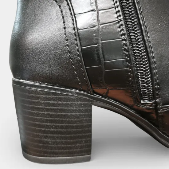 Botín Mujer Negro Taco Medio Croco Lateral Bonny Franco - Imagen 6