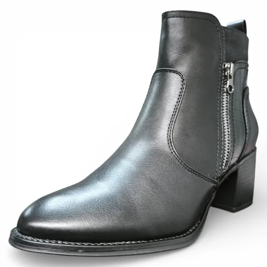 Botín Mujer Negro Taco Medio Croco Lateral Bonny Franco - Imagen 7