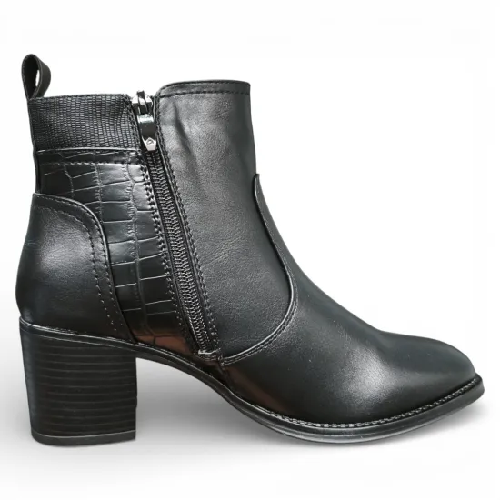 Botín Mujer Negro Taco Medio Croco Lateral Bonny Franco - Imagen 9