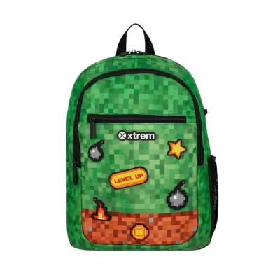 Mochila Escolar Logan 6XT Verde Pixels Xtrem