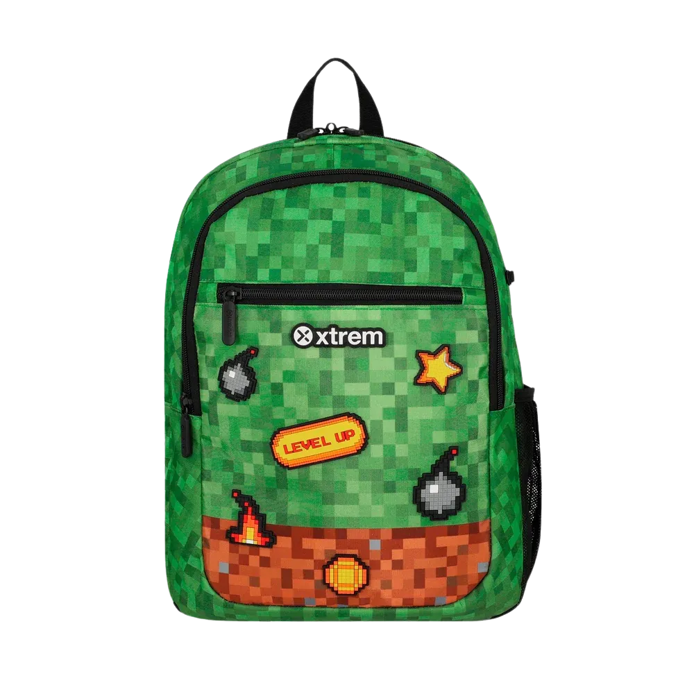 Mochila Escolar Logan 6XT Verde Pixels Xtrem