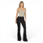 Jeans Flare Negro Tiro Alto Atenas Divine