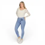 Jeans Skinny Celeste Claro Tiro Alto Austria Divine