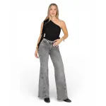 Jeans Wide Leg Gris Tiro Alto Sicilia Divine