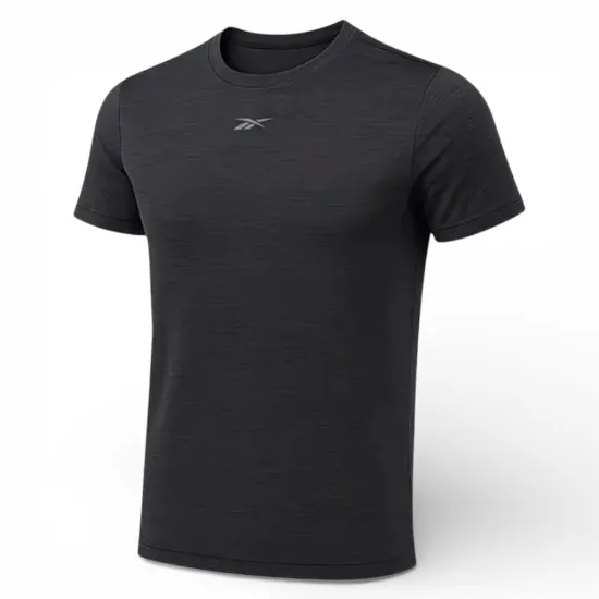 Polera Deportiva Hombre Negra Id Train Melange Tech Tee Reebok