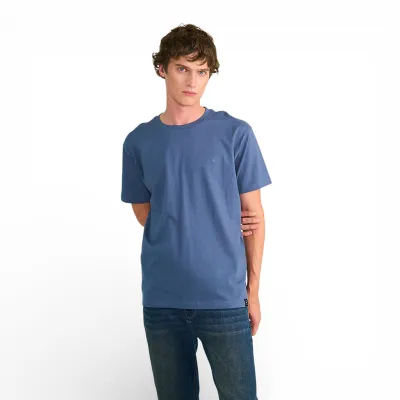 Polera Hombre Básica Logo Bordado Azul Ellus