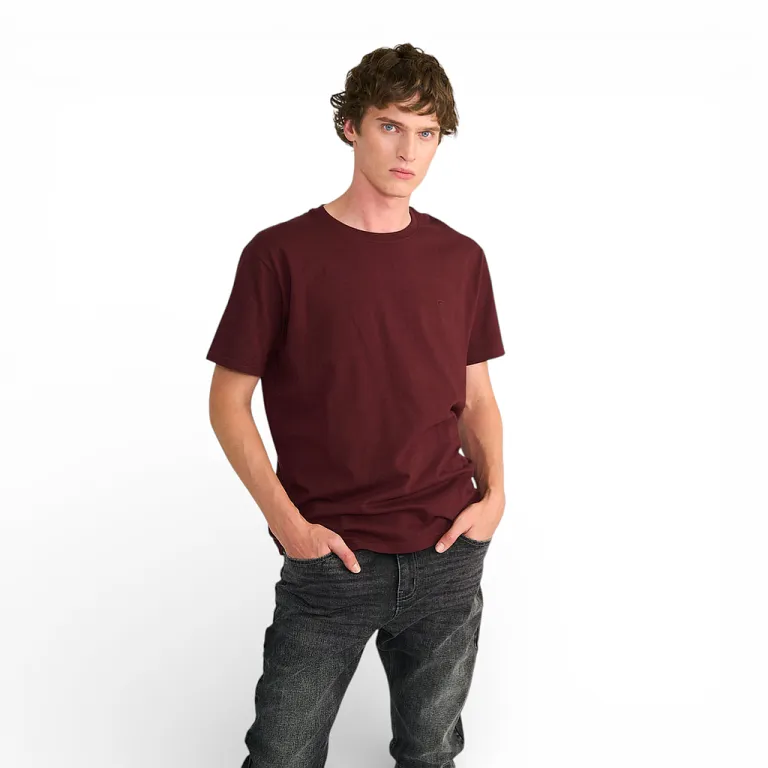 Polera Hombre Básica Logo Bordado Morado Ellus