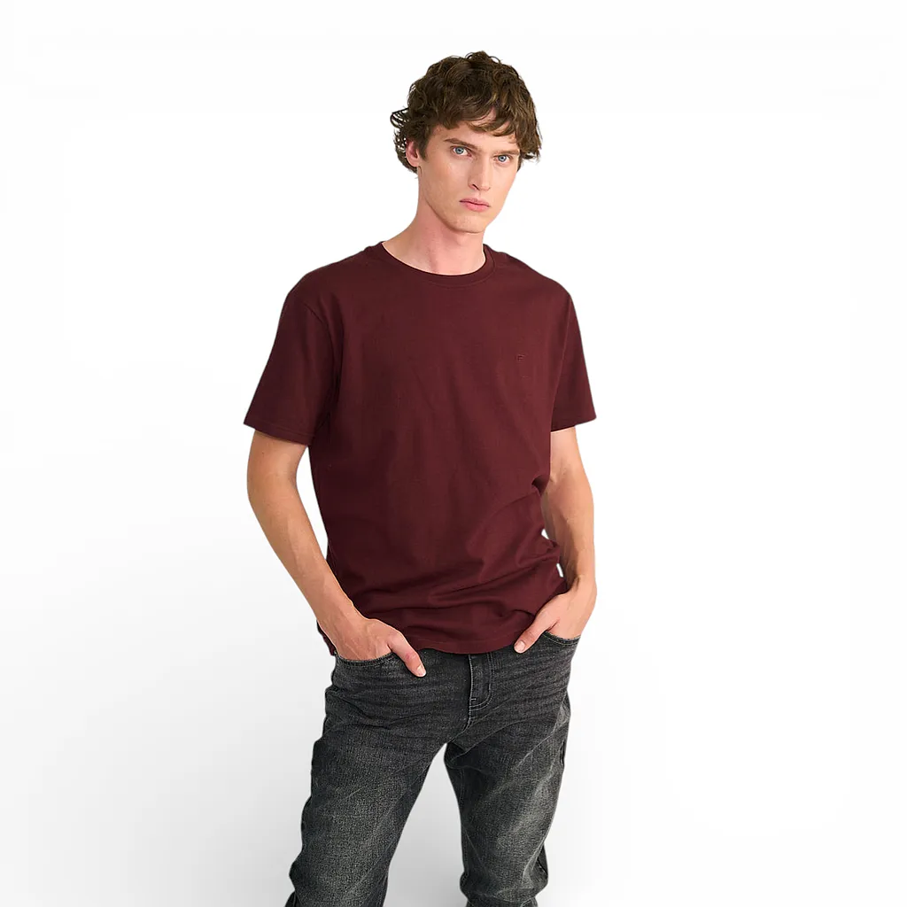 Polera Hombre Básica Logo Bordado Morado Ellus