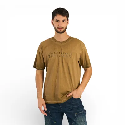 Polera Hombre Heavy Cotton Dirty Wash Café Ellus