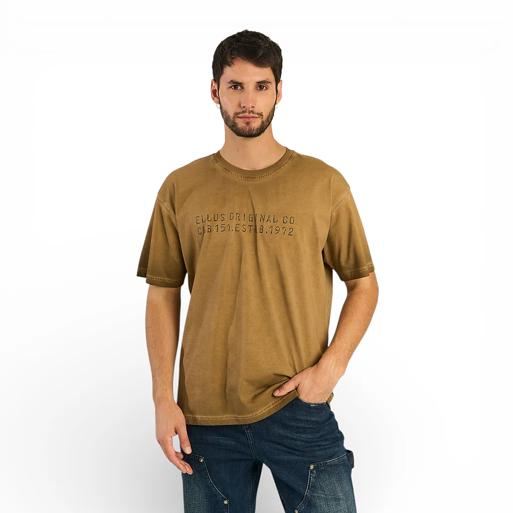 Polera Hombre Heavy Cotton Dirty Wash Café Ellus