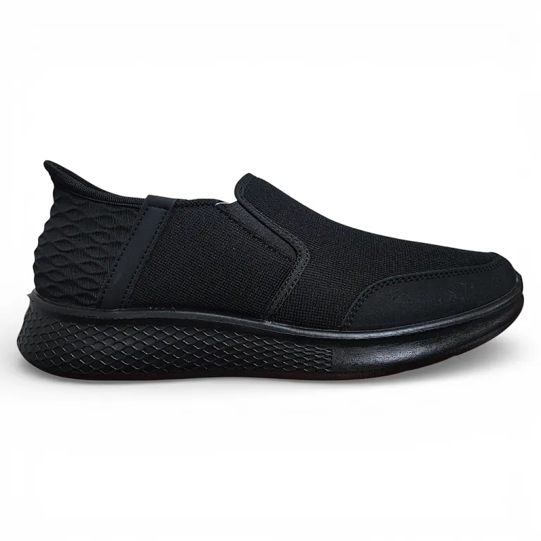 Zapatilla Sin Cordones Hombre Black Easy Comfort New Walk