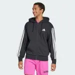 Poleron con Capucha Essentials 3 Tiras French Terry Negro Adidas