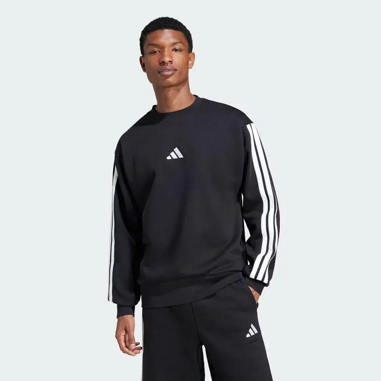 Poleron Essentials Fleece 3 Tiras Negro Adidas