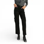 Pantalón Mujer Cargo Recto Negro Suede Ellus