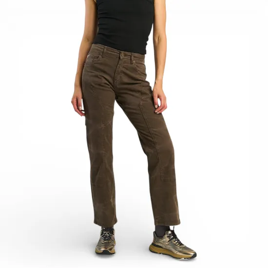 Pantalón Jeans Mujer Carpintero Recto Café Ellus