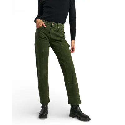 Jeans Mujer Carpintero Recto Verde Militar Ellus