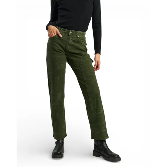 Jeans Mujer Carpintero Recto Verde Militar Ellus