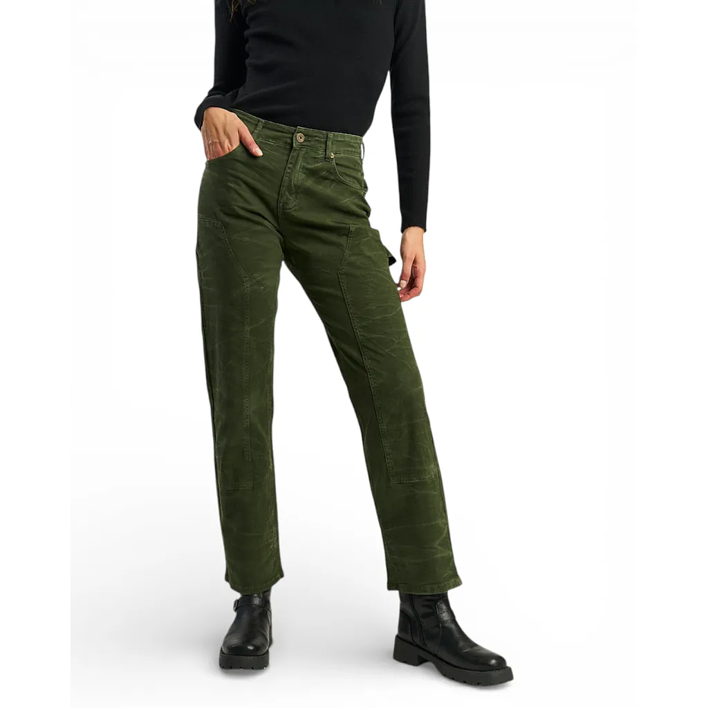 Jeans Mujer Carpintero Recto Verde Militar Ellus