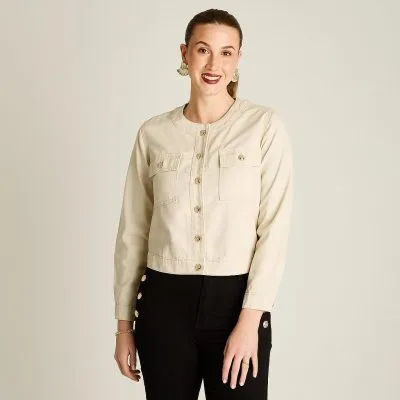 Casaca de Mezclilla Arena Con Dos Bolsillos Ldp