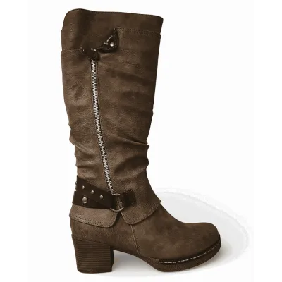 Bota Mujer Bruna Taupe Hebilla Bonny Franco