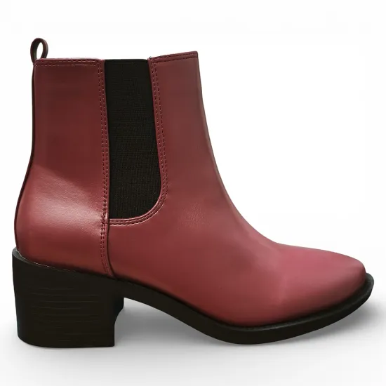 Botín Mujer Burdeo Taco Medio 373-0072 Bonny Franco