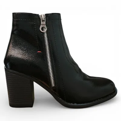 Botín Mujer Negro Charol Taco Medio 388-2302 Bonny Franco