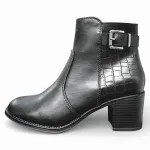 Botín Mujer Negro Taco Medio Croco Hebilla Bonny Franco