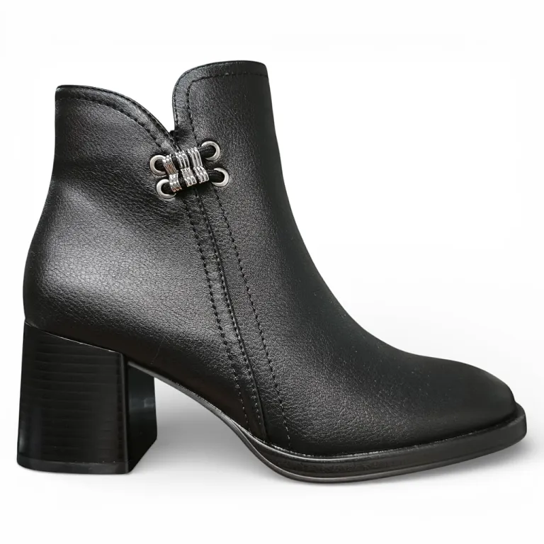 Botín Mujer Negro Taco Medio Elegante Bonny Franco