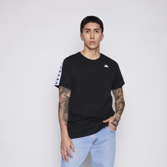 Polera Hombre Kappa Banda Black Logo White - Imagen 2