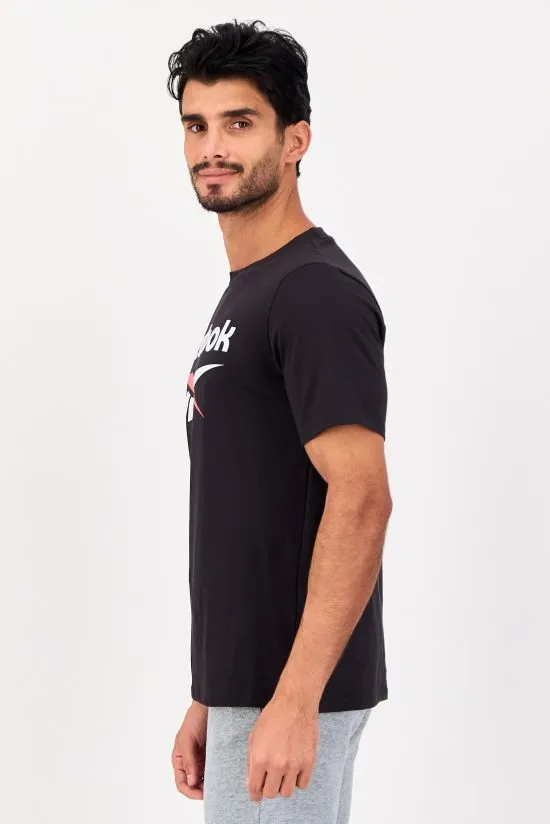 Polera Deportiva Hombre Logo Frontal Negra Reebok - Imagen 2