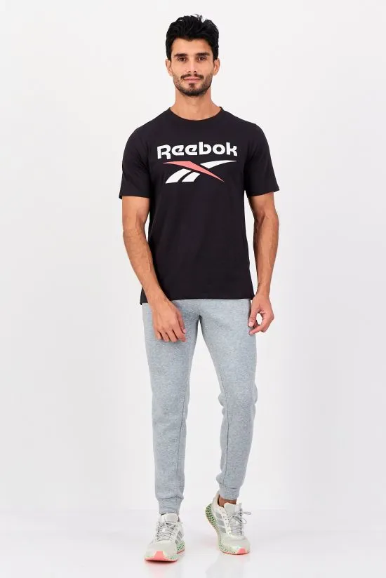 Polera Deportiva Hombre Logo Frontal Negra Reebok - Imagen 4