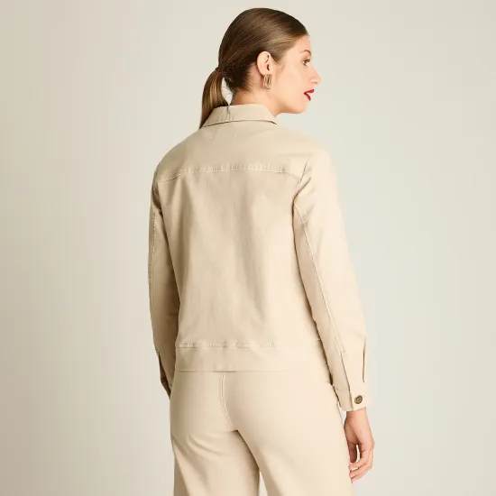 Chaqueta Abotonada Crudo con Bolsillos Ldp - Imagen 2