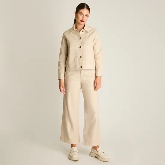 Chaqueta Abotonada Crudo con Bolsillos Ldp - Imagen 3