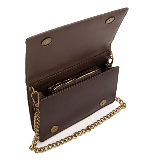 Cartera Bandolera Mujer Chocolate Con Cadena Gacel - Imagen 5