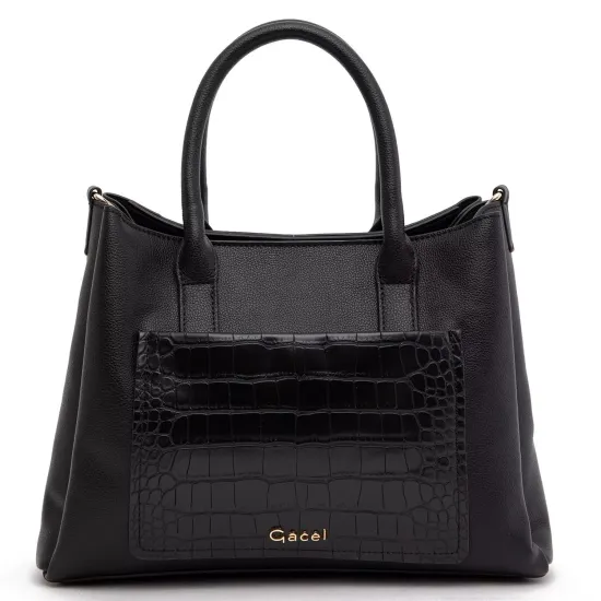 Cartera Dos Asas Negra Con Bandolera Gacel - Imagen 5