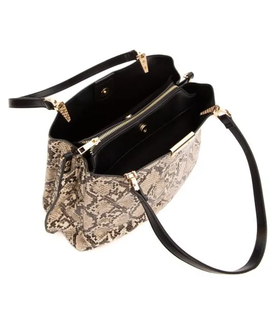 Cartera Grande Dos Asas Animal Print Off White - Imagen 2