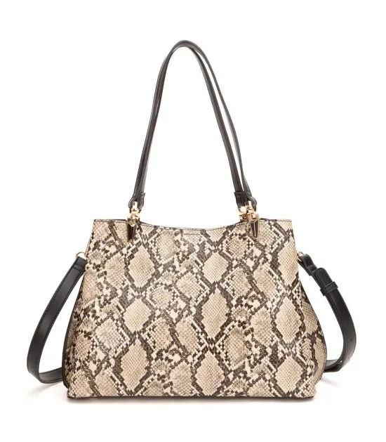Cartera Grande Dos Asas Animal Print Off White - Imagen 3