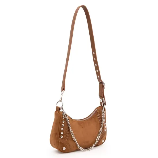 Cartera Mujer Pequeña Camel Con Cadena Bandolera Gacel - Imagen 3