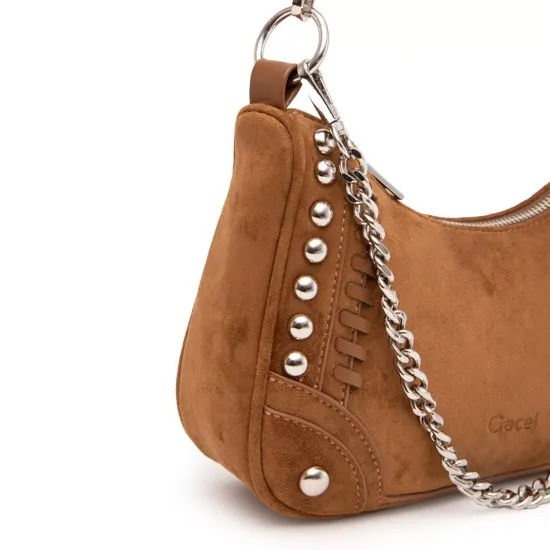 Cartera Mujer Pequeña Camel Con Cadena Bandolera Gacel - Imagen 4