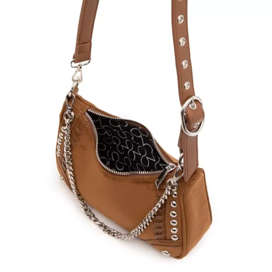 Cartera Mujer Pequeña Camel Con Cadena Bandolera Gacel - Imagen 6