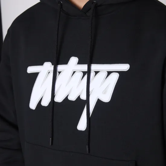 Polerón Hombre Negro Con Capucha Logo Frontal Whatup - Imagen 4