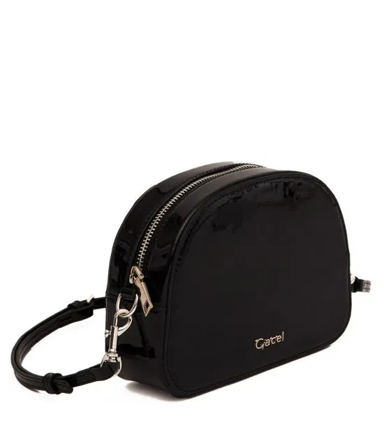 Cartera Bandolera Pequeña Verniz Negro Gacel - Imagen 2