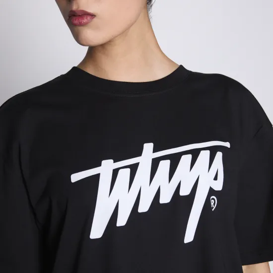 Polera Hombre Negra Oversize Logo Frontal Whatup - Imagen 5