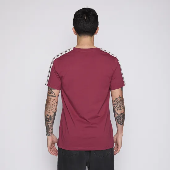 Polera Kappa Hombre Banda Burgundy Logo Front White - Imagen 2