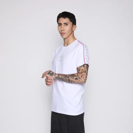 Polera Kappa Hombre Banda White Logo Front Grey - Imagen 4