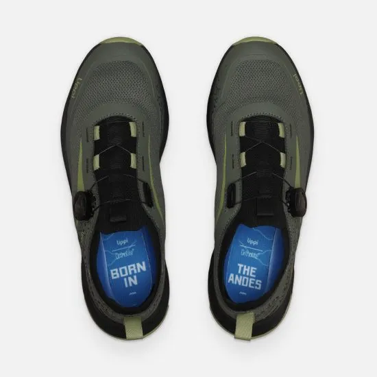 Zapatilla Hombre Hiking Light Knit Twist Negro Verde Lippi - Imagen 4