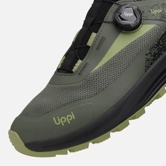 Zapatilla Hombre Hiking Light Knit Twist Negro Verde Lippi - Imagen 7