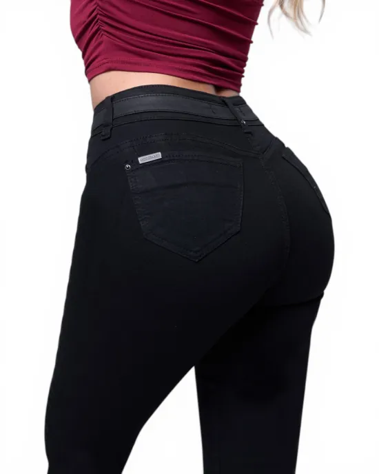 Jeans Mujer Becky Cintura Skinny Negro Mohicano - Imagen 2